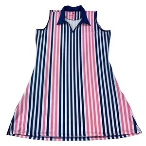 Ana Clare Dress Sundress Women’s XXL Pink Blue Striped Sleeveless V Neck Pockets